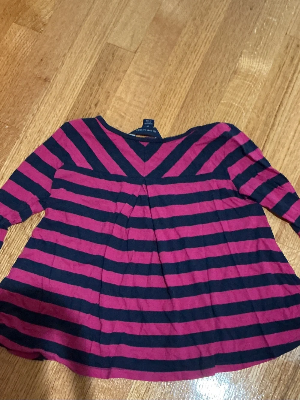 Ralph Lauren Long Sleeve Striped Crewneck Tee - Pink & Black